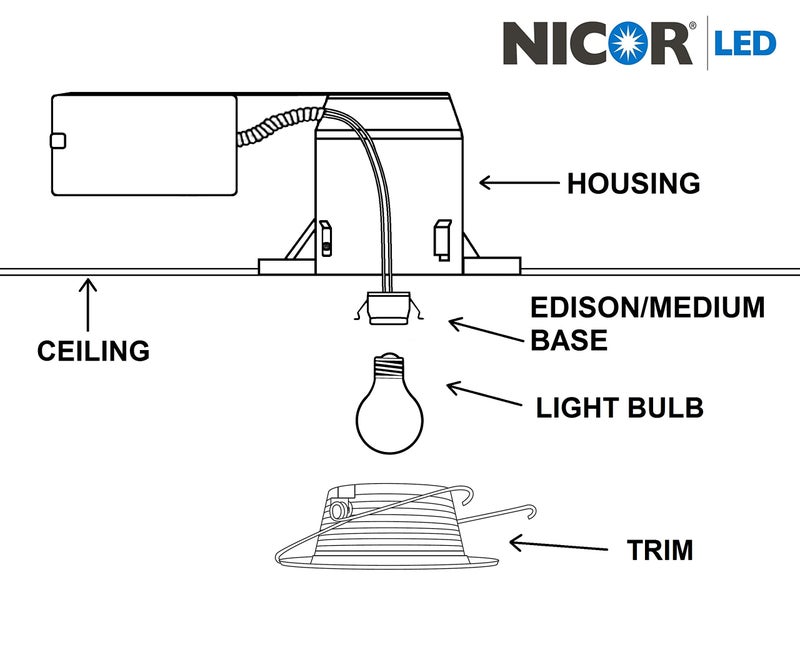Nicor إضاءة NICOR حاوية LED بحجم 6 بوصات لتطبيقات التجديد، مصنفة IC (17014AR) - Image 4